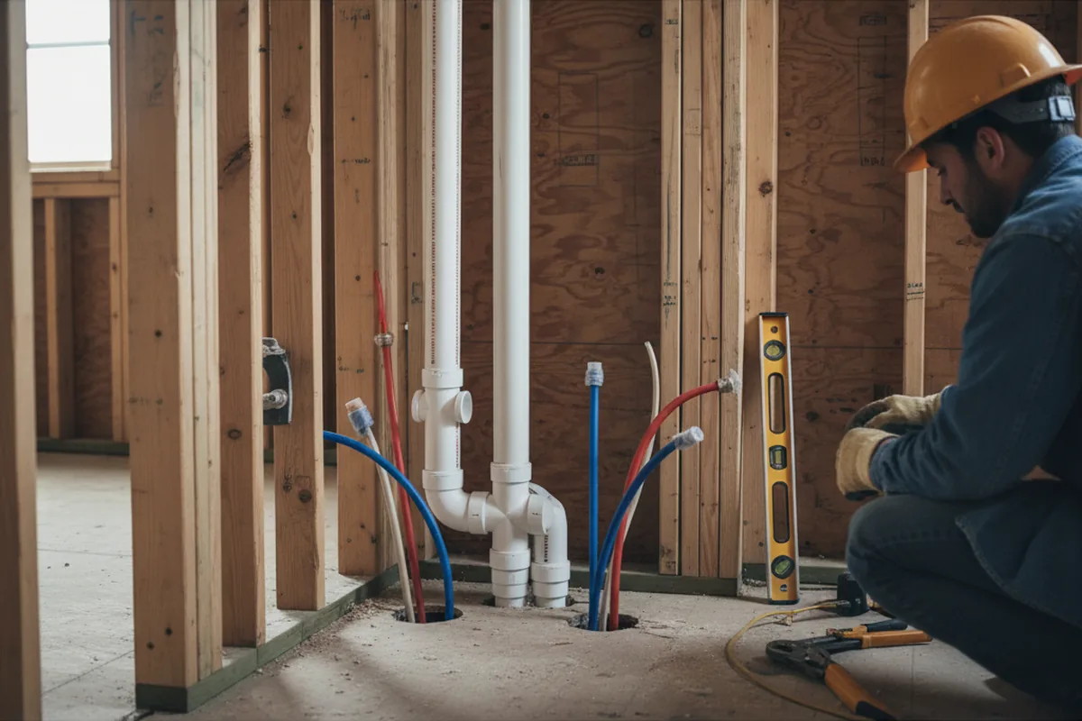 Drain and supply rough-in during Sump Pump Repair in Montague